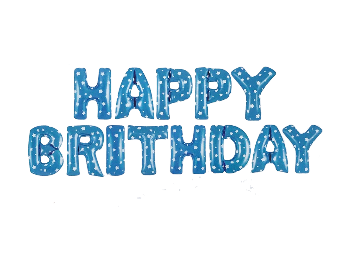 

Шары фольгированные буквы "Happy Birthday" Голубые с узором, Голубой