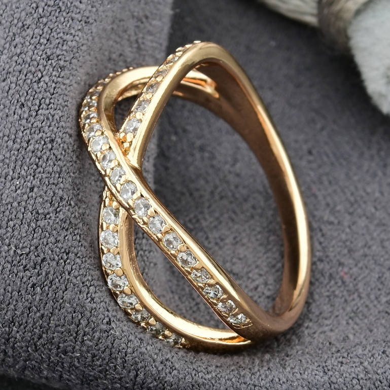 

Кольцо Xuping Алмазная бесконечность ширина 7 мм белые фианиты позолота 18К размер 20