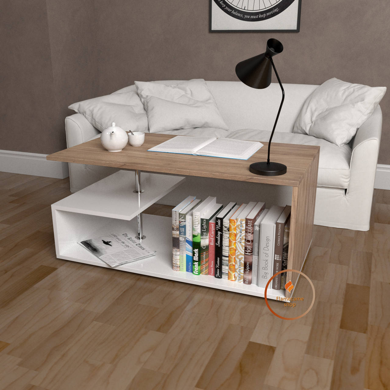 

Столик журнальный, кофейный столик, придиванный стол из ДСП. КОД:S-7, Белый