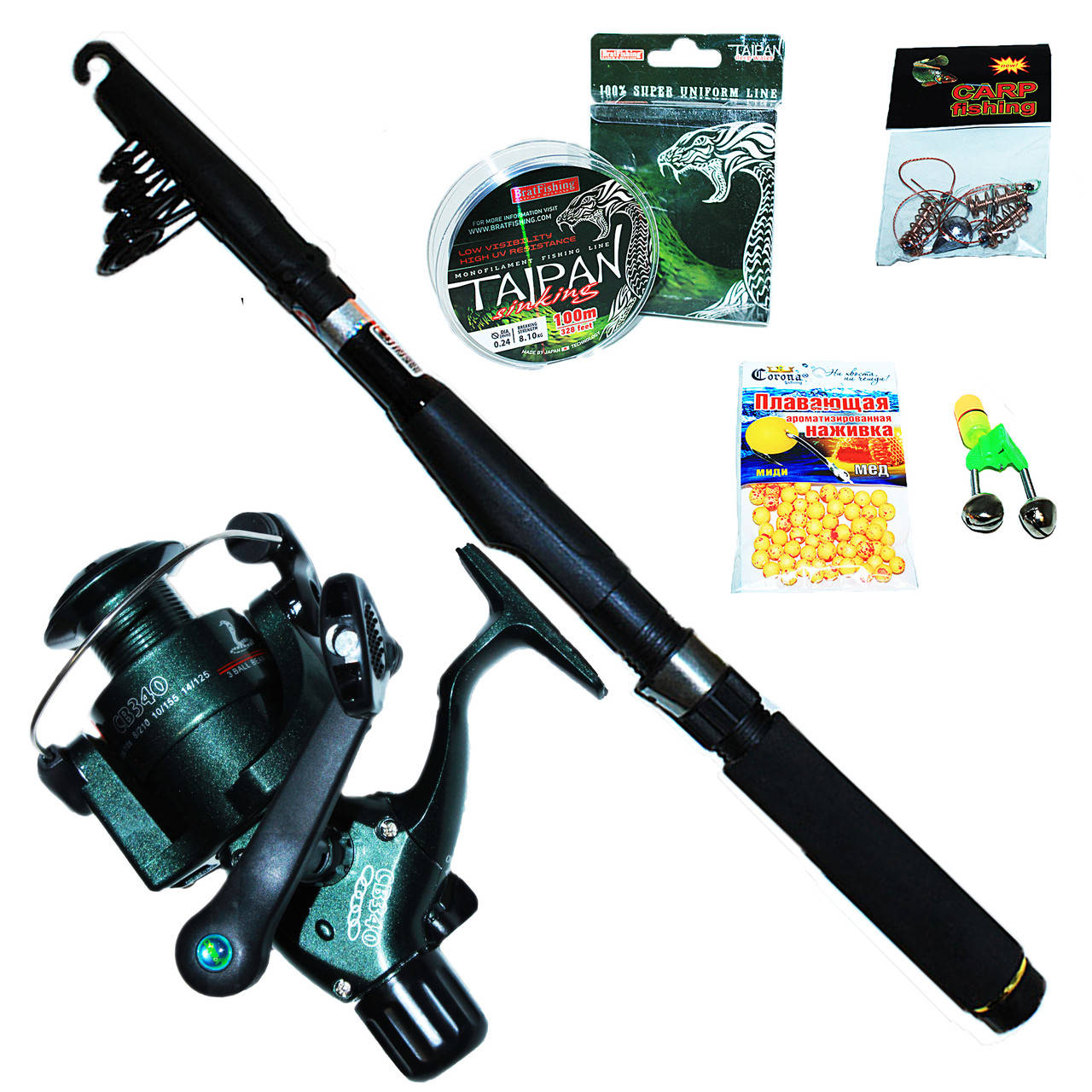 

Спиннинг для начинающего рыбака в сборе ПОЛНЫЙ КОМПЛЕКТ.(убийца карася), Черный