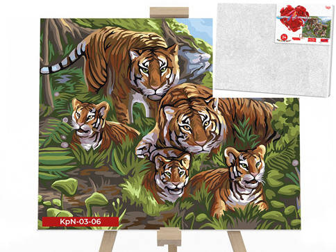 

Набор для росписи картина по номерам на холсте "PAINTING BY NUMBERS" 30*40см эконом №6 "Тигры"