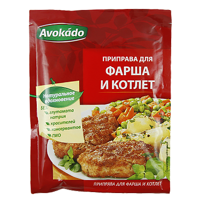 

Приправа Авокадо для фаршу і котлет Avokado 25g 25шт/ящ (Код : 00-00005594)