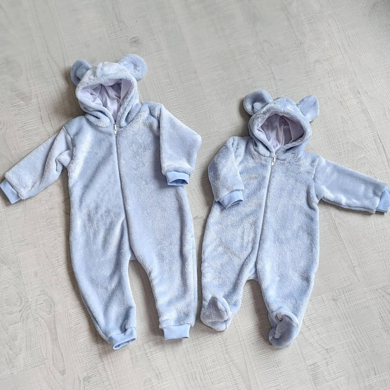 

Комбинезон для новорожденных с ушками Мишка (нежно-голубой)