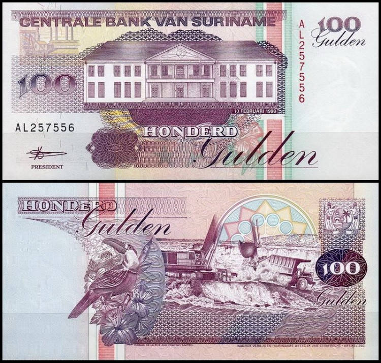 

Суринам/Suriname 100 Gulden 1998 Pick 139b UNC