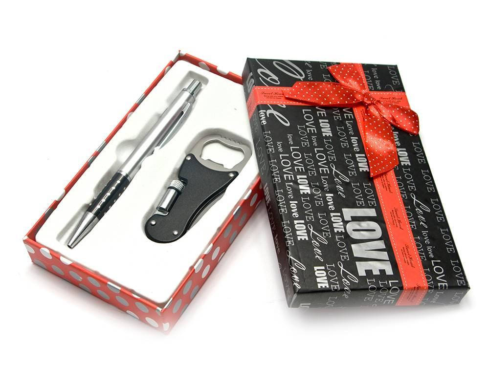 

Ручка с открывашкой ножем фонариком набор (16,5х10х3 см)