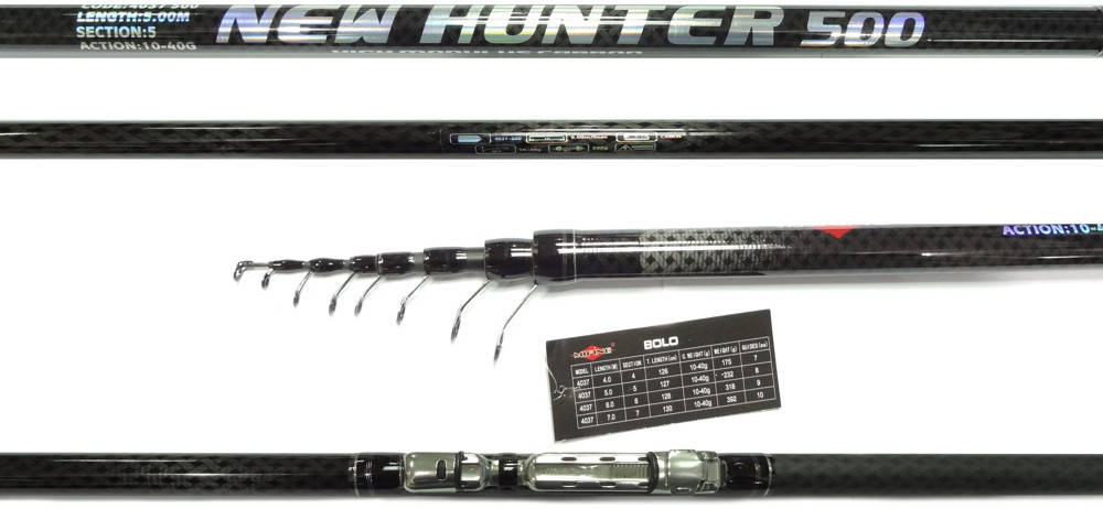

Болонское удилище с кольцами Mifine New Hunter Bolo Carbon (тест 10-30 г) 5 м, Зелёный