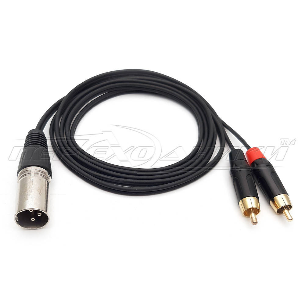 

Кабель 2 RCA на XLR 3 Pin в экране ( папа ), Черный