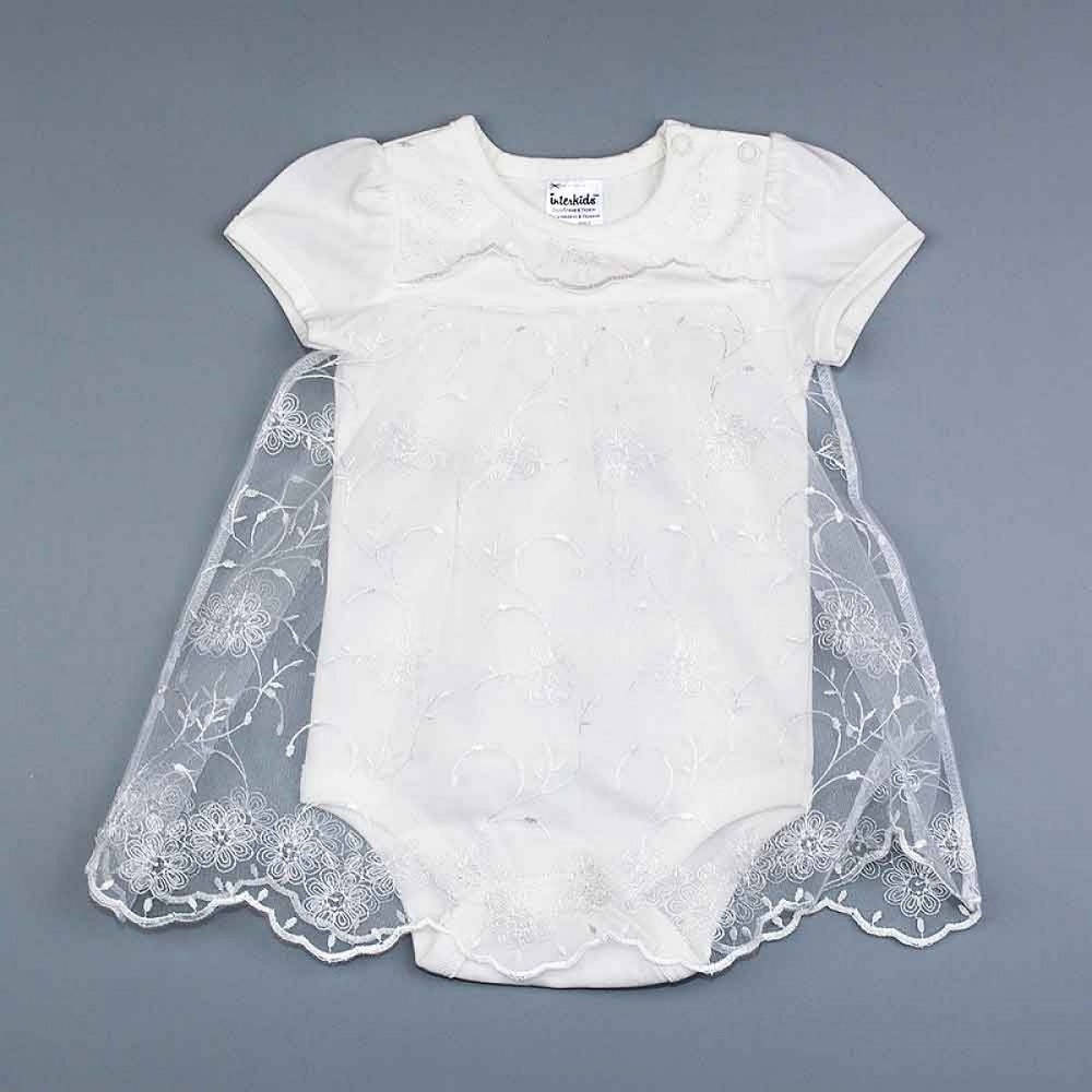 

Боди-платье для крещения "Трояндочка" (5770), Interkids 68 (6 мес.) р. Молочный