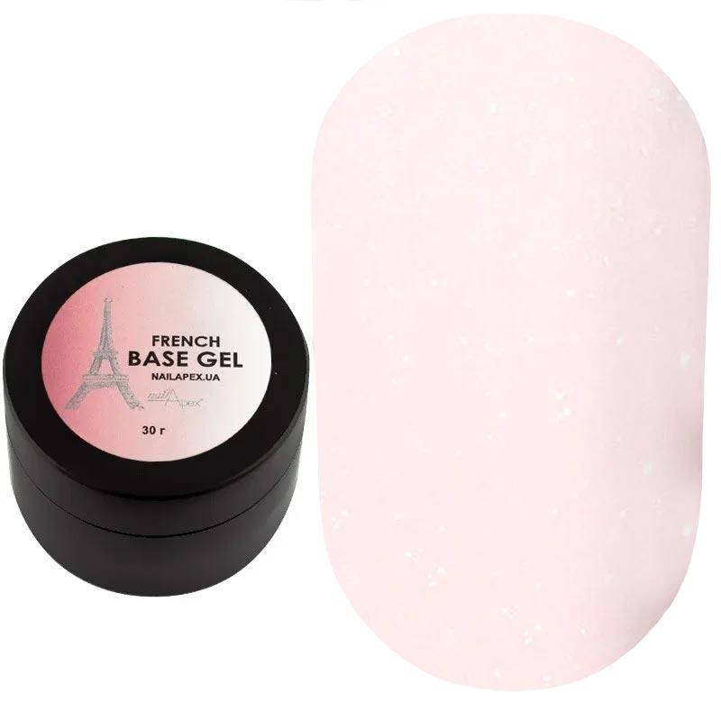 

Nailapex French Base Gel № 10 - камуфлирующая гель база опал (полупрозрачная с шиммером), 30 мл