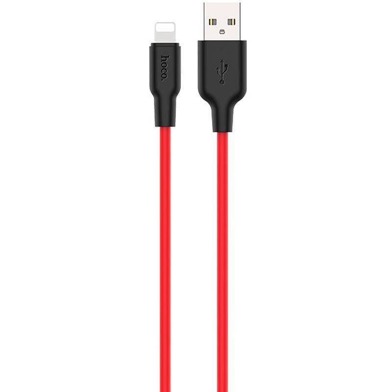 

USB Cable Hoco X21 Silicone Lightning Black/Red 1m