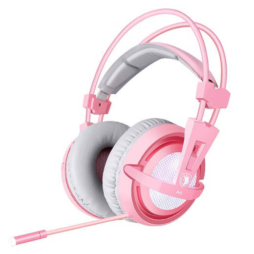 

Наушники Sades A6 7.1 Virtual Surround Sound Gray Pink, Розовый