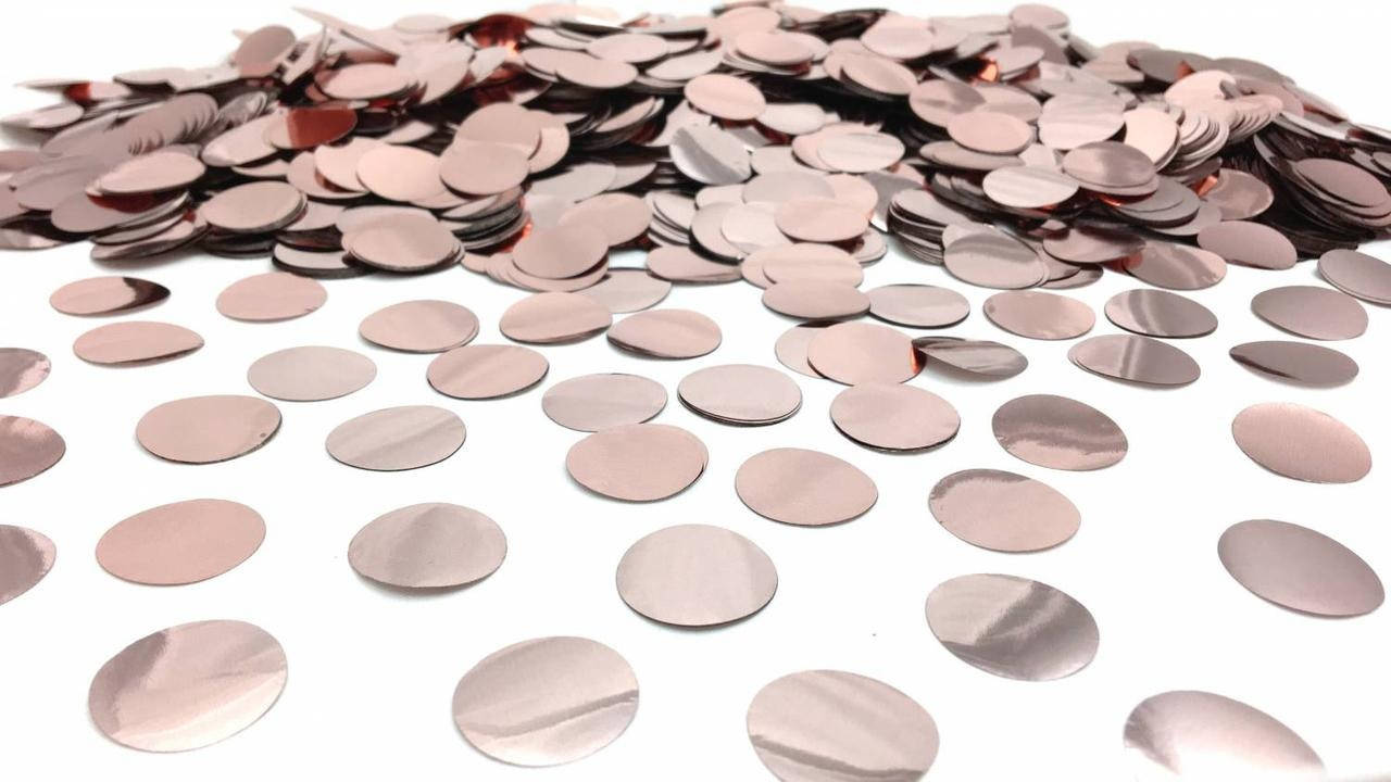 

Конфетти кружочки розовое золото 23 мм 25 гр