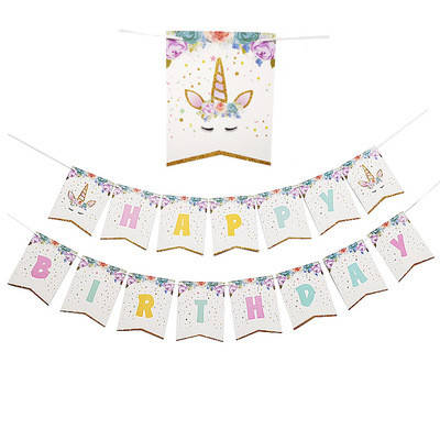 

Бумажная гирлянда из флажков "Единорог", 4 метра