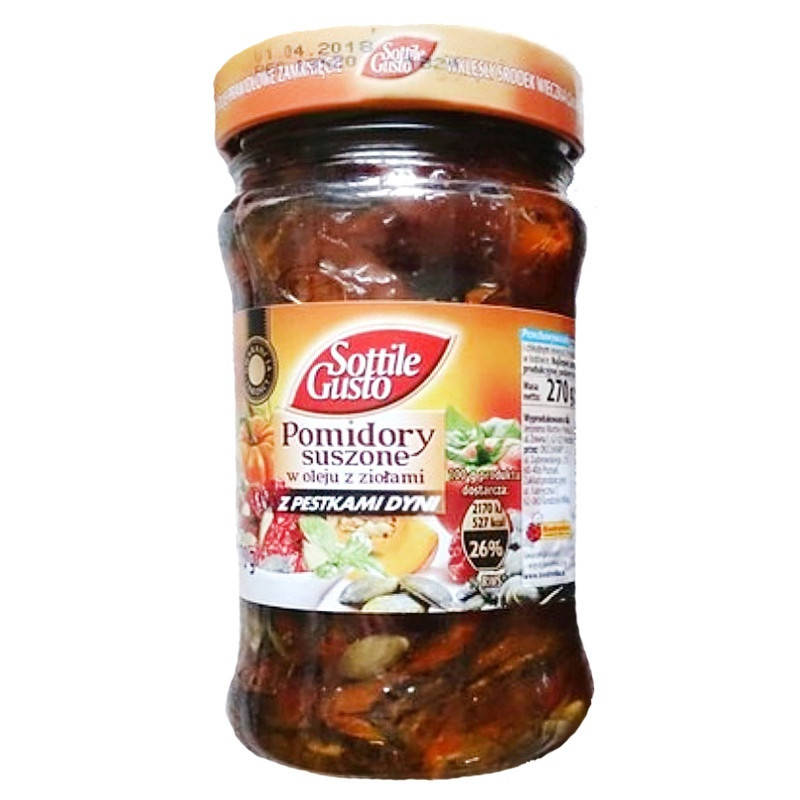 

Вяленые помидоры Sottile Gusto с тыквенными семечками 270 гр