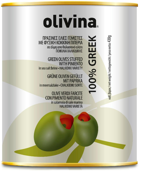 

Оливки зеленые с перцем халапеньо Olivina Греция 850 мл (840 гр) ж/б