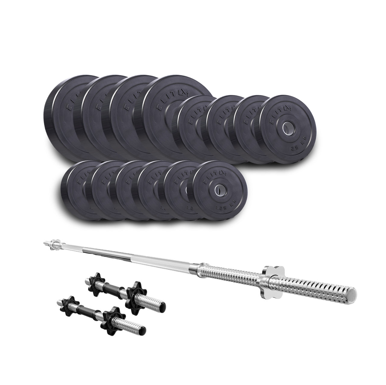 

Набор штанга и гантели для жима Elitum Titan 48 кг с прямым стальным грифом + 2 гантельных, Черный