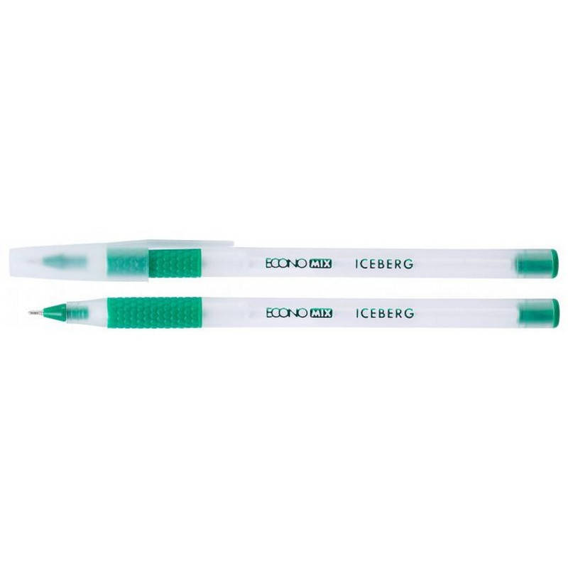 

Ручка масляна Economix ICEBERG 0,7 мм зелена корпус білий
