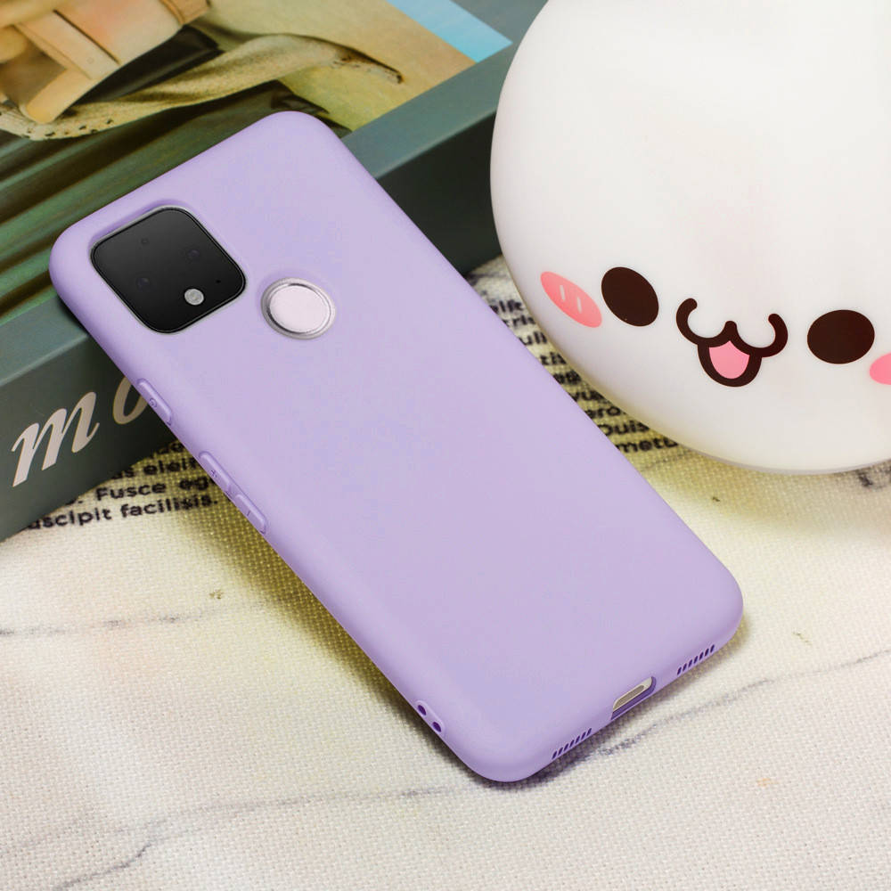 

Силиконовый чехол для Google Pixel 5 светло-фиолетовый c микрофиброй Soft touch