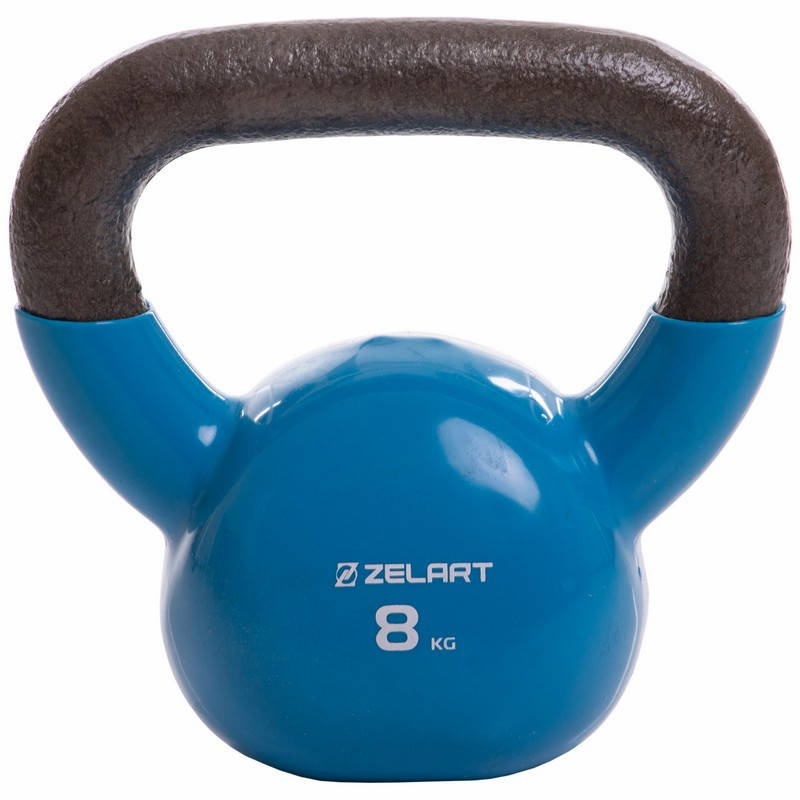 

Гиря чугунная с виниловым покрытием Zelart TA-2680-8 вес 8кг синий