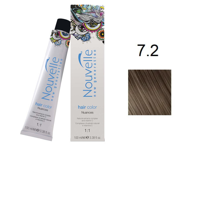 

Краска для волос Nouvelle Hair Color 7.2 средне-матовый русый 100 мл
