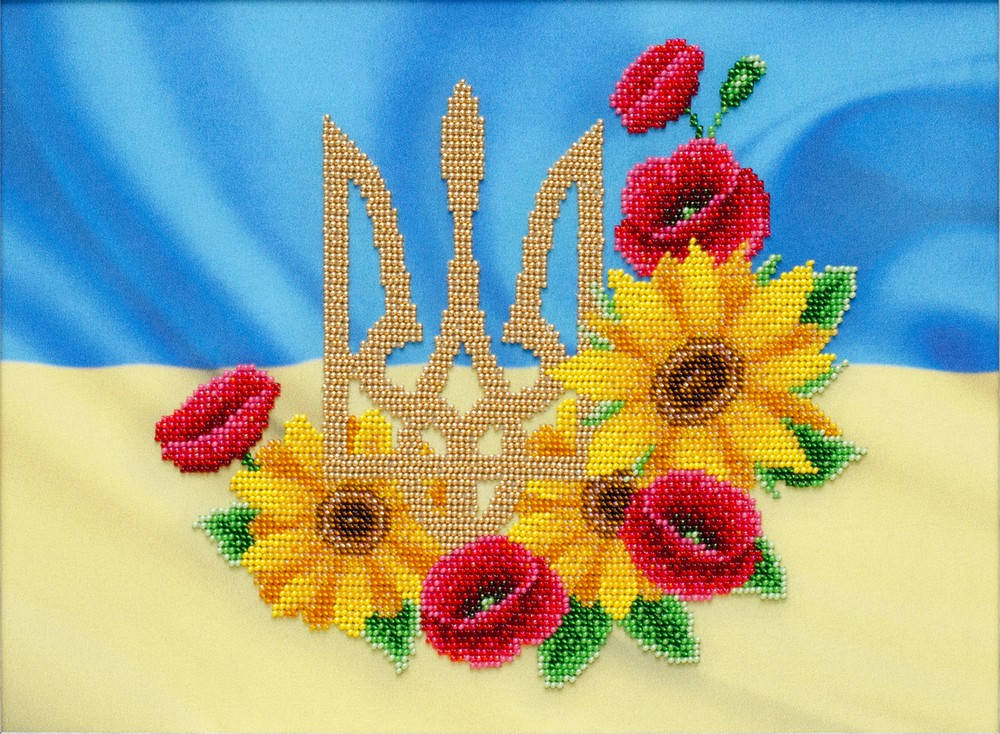 

Набор для вышивки бисером "Ко Дню Независимости" Символика маки флаг украина частичная выкладка 32х24 см
