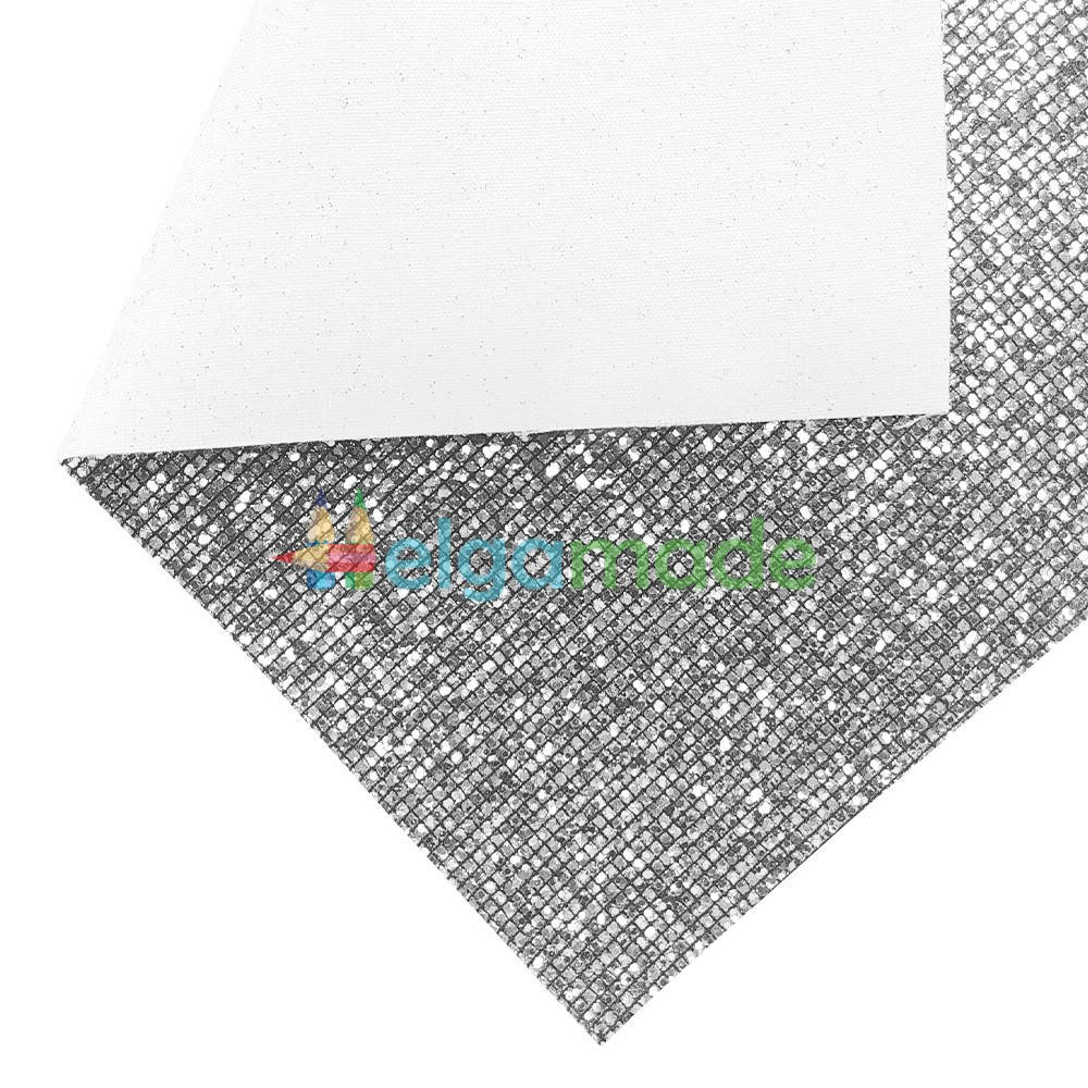 

Кожзам квадратные соты с блестками СЕРЕБРО, 20х26 см, Китай