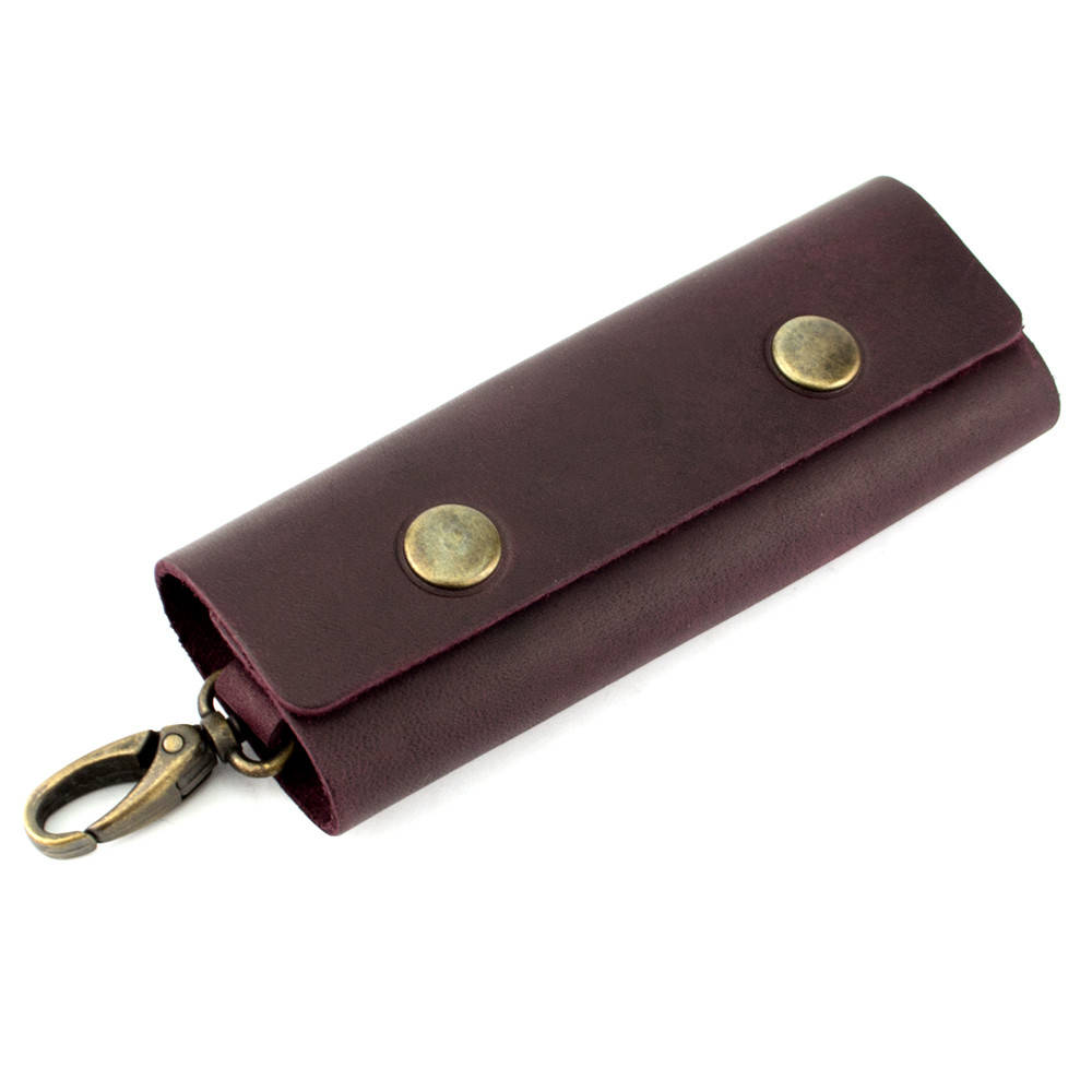 

Ключница кожаная с карабином HandyCover HC0055 бордовая, Бордовый