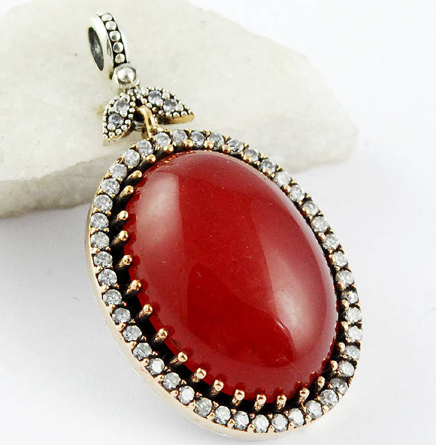 

Серебряный кулон 925 в стиле "Османская империя" рубин, топаз