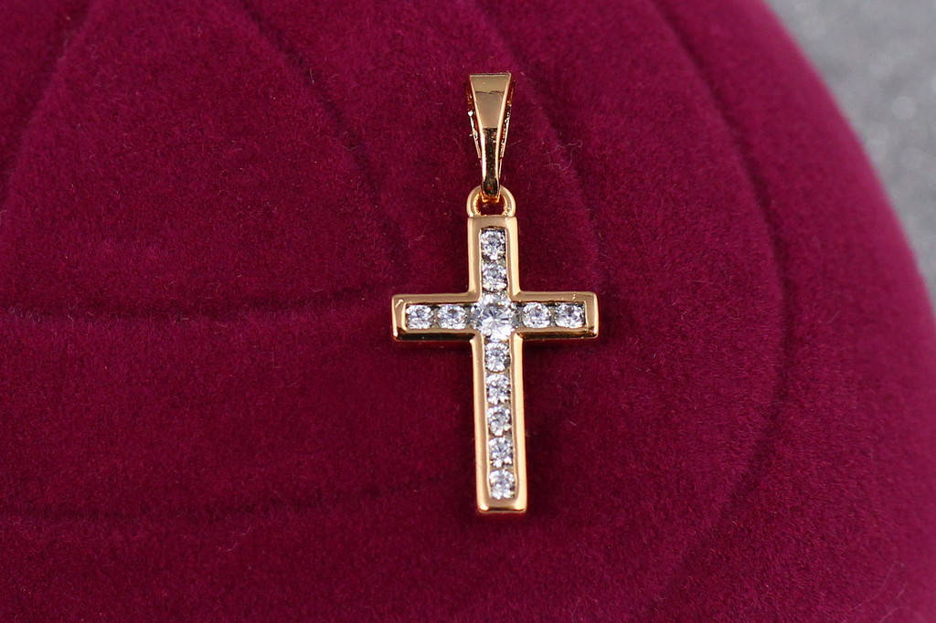 

Крестик Xuping Jewelry четырехконечный с камнями 1,7 см золотистый