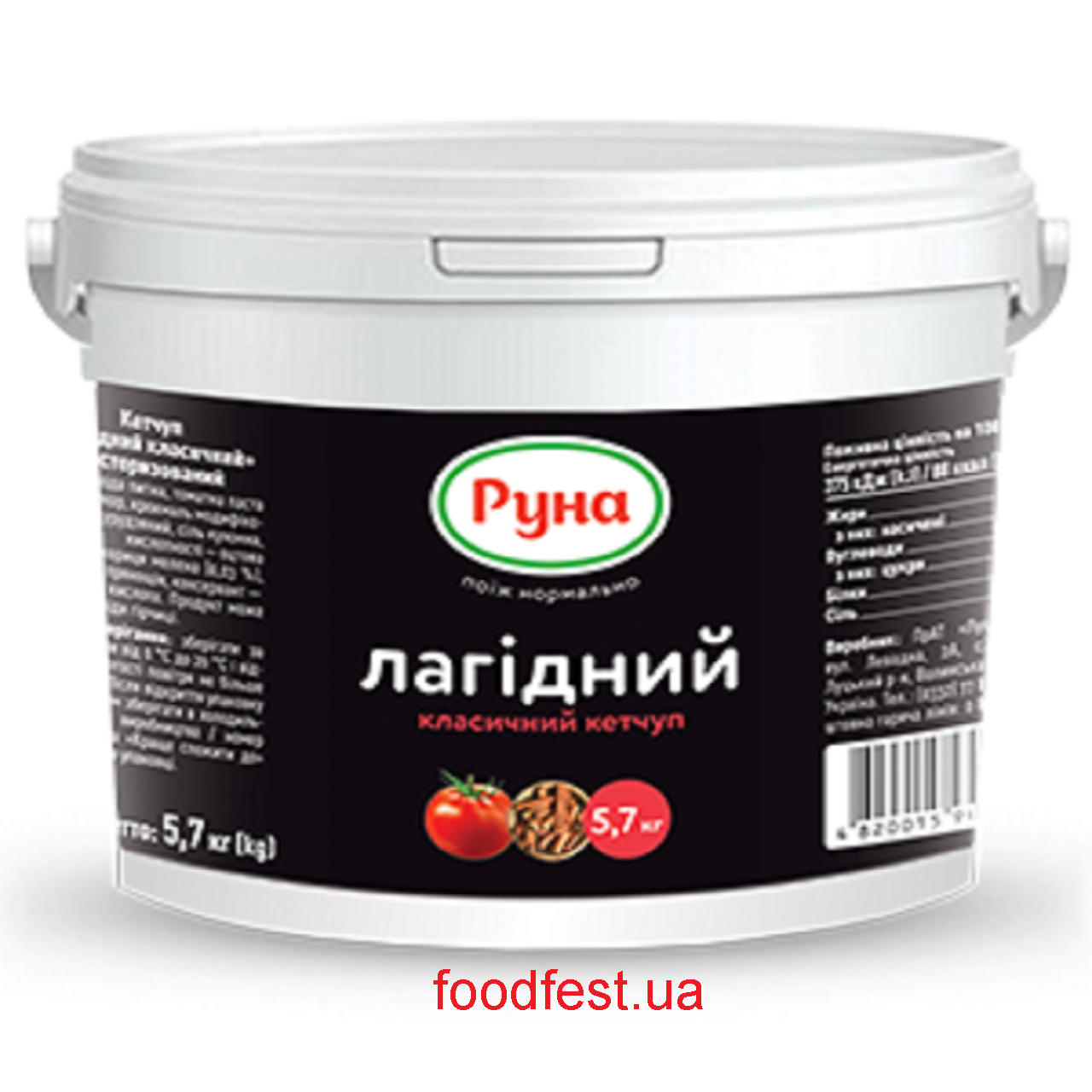 

Кетчуп «НЕЖНЫЙ» Руна, 5,7 кг