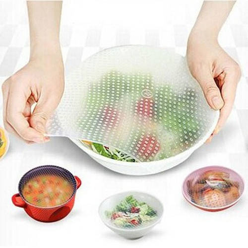 

Силіконові кришки 4 шт в комплекті Stretch and Fresh, Прозрачный