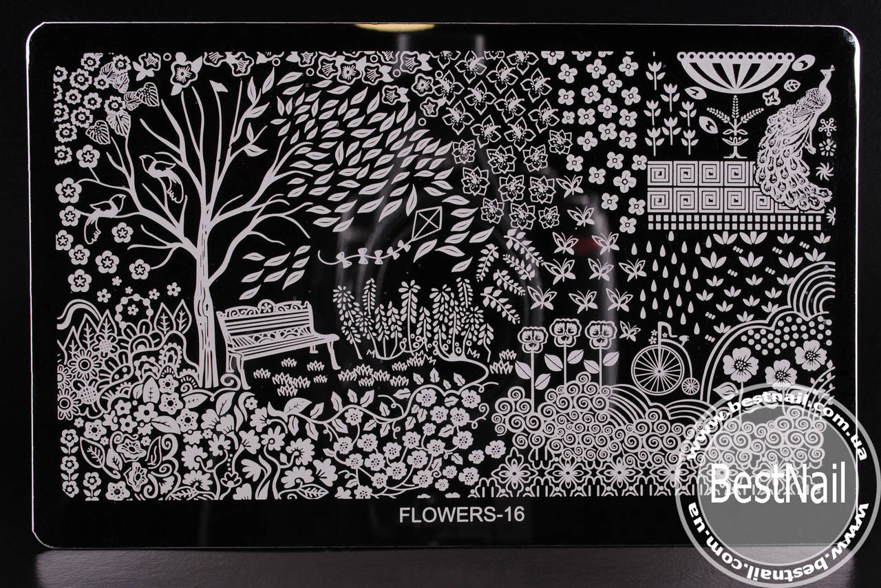 

Пластина для стемпинга FLOWERS-16 (16 см /10 см)