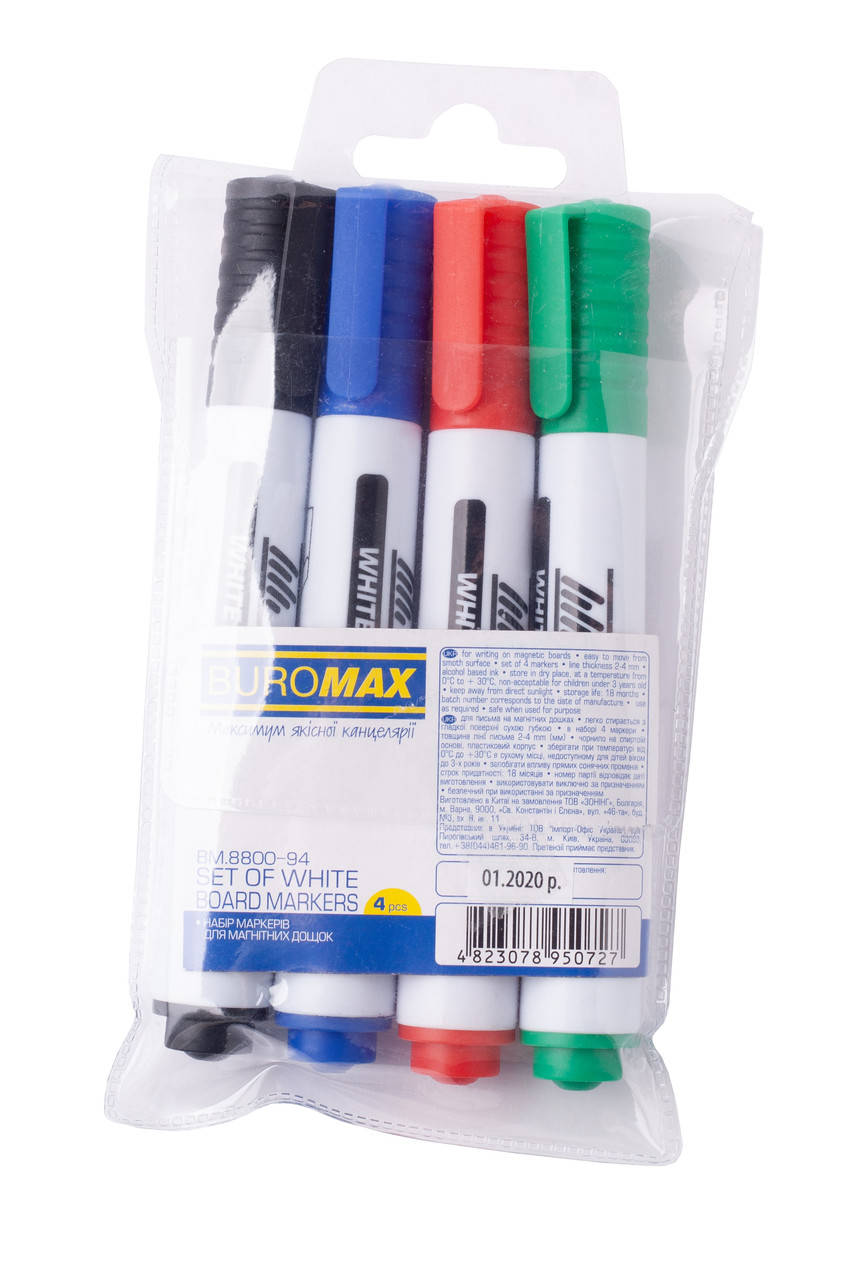 

Комплект з 4 маркерів для магнітних дошок