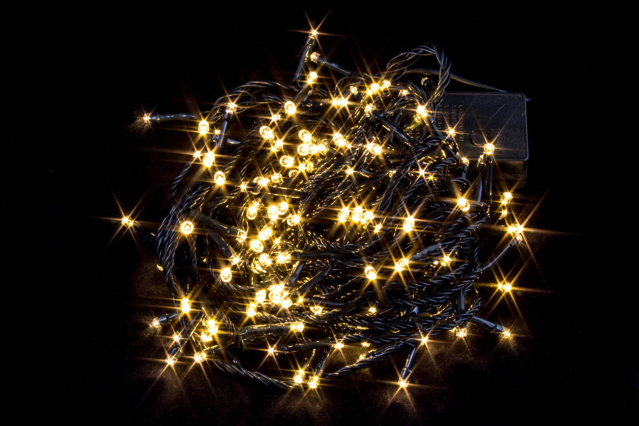 

Гирлянда светодиодная нить для декора Тепло-белый 14 м. 200 LED от сети черный провод