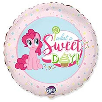 

Фольгированный шарик Flexmetal 18" Круг Пони what a sweet day, Разные цвета