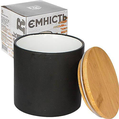 

Банка "Black" для сыпучих продуктов, черная керамика, Черный