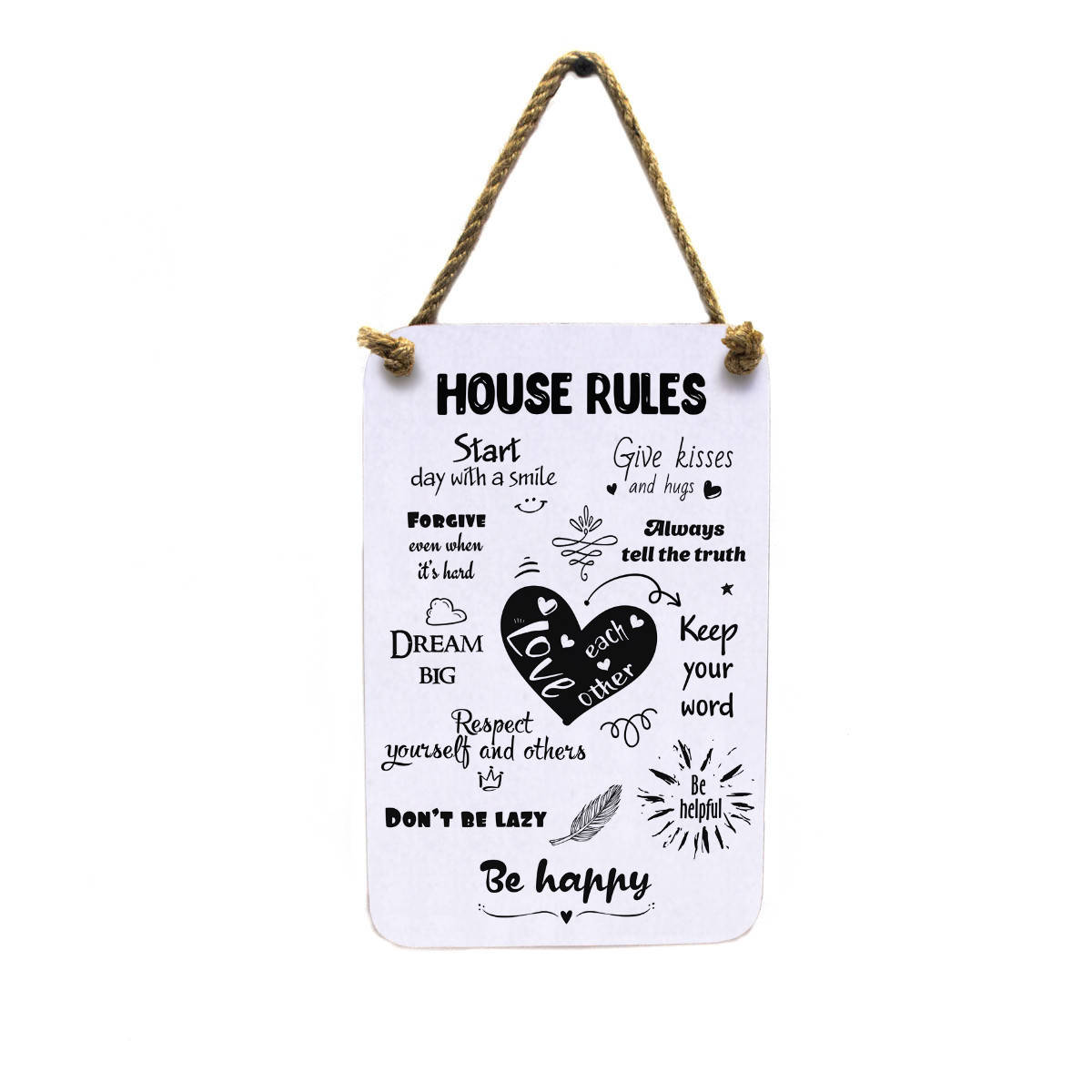 

Деревянное панно "House rules. Белый фон", размер 17 х 26 х 0,5 cм