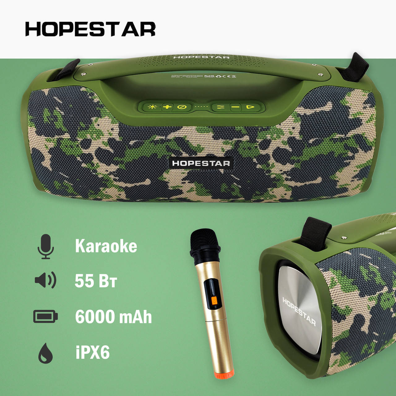 

Портативная bluetooth колонка Hopestar A6 Pro портативная акустика блютуз колонка с микрофоном мощная 55 Вт