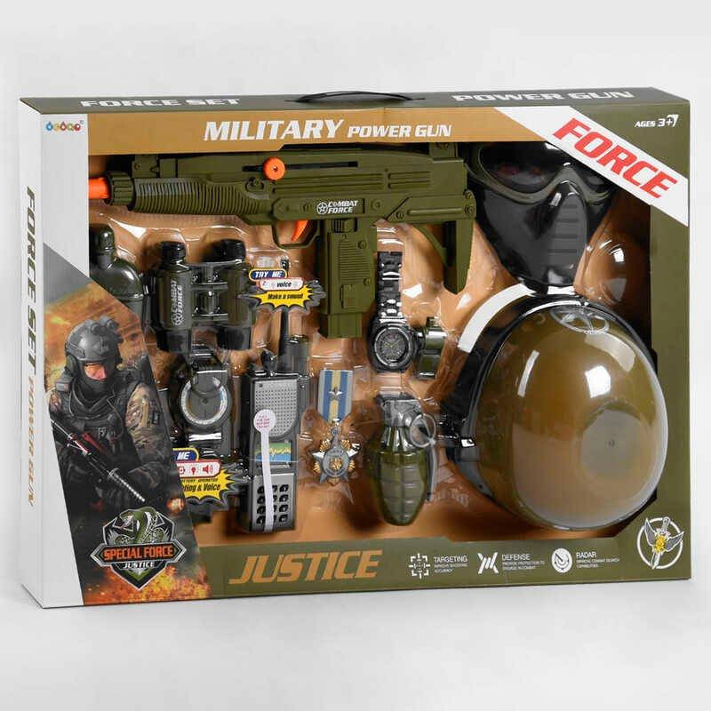 

Детский игровой военный набор 34340 трещотка, звуковые и световые эффекты, в коробке