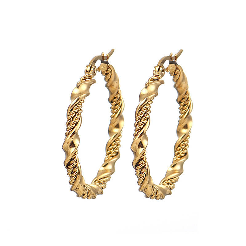 

Серьги кольца, Нержавеющая сталь, Цвет: золото, 31 мм х 27 мм