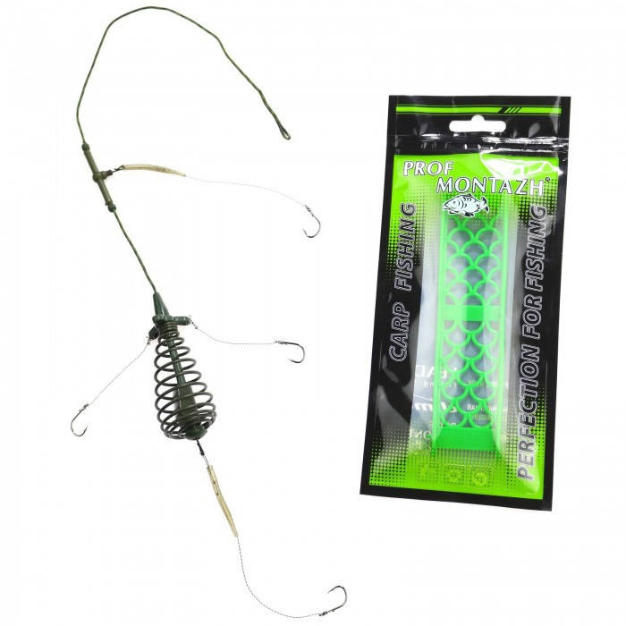 

Снасть Профмонтаж з годівницею 30г Конус 4 гачки на лідкорі