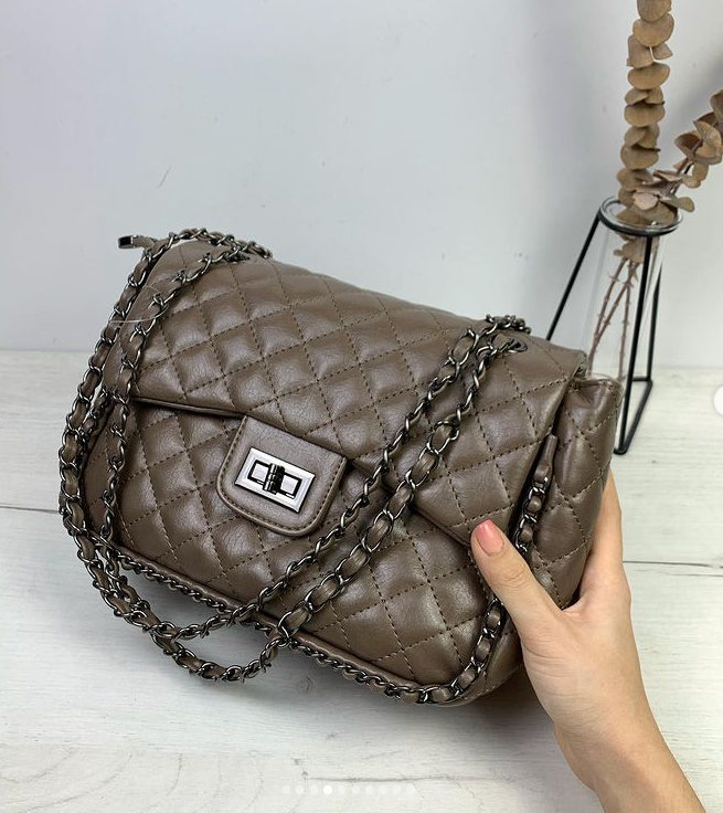 

Сумка с цепочкой по контуру / эко-кожа (1759) Бежевый