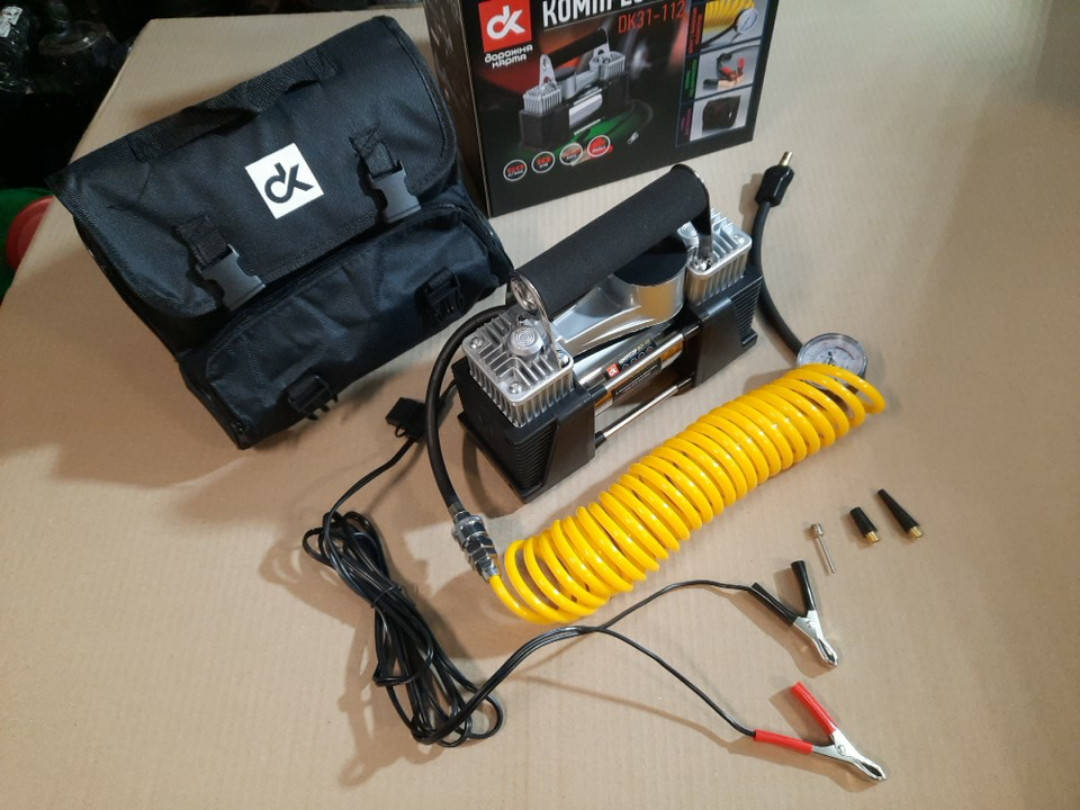 

Компрессор 12V, 10Атм, 60л/мин, 2-х поршневый, клеммы, шланг 5м, DK31-112