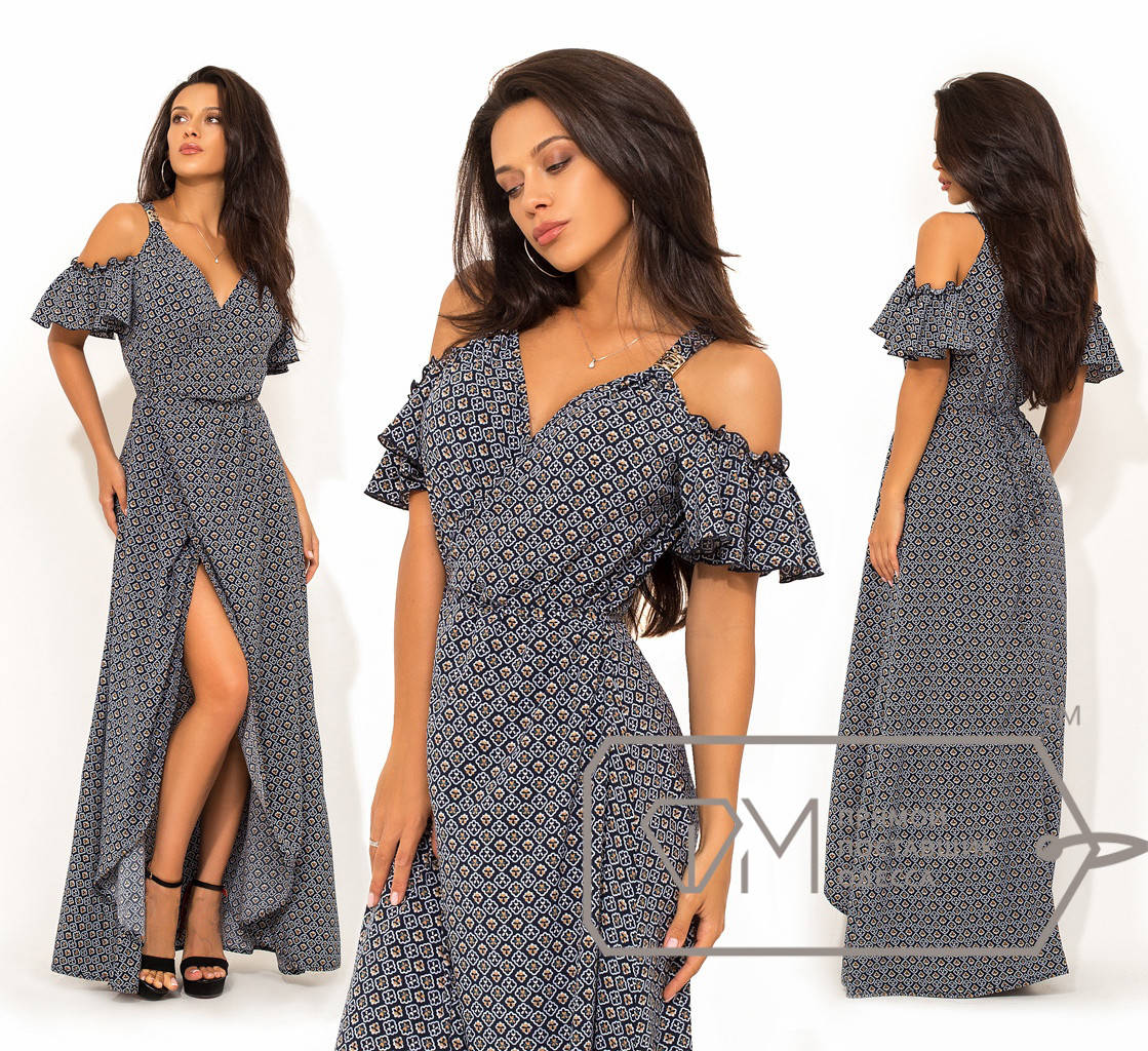 

Платье на запах с открытыми плечами