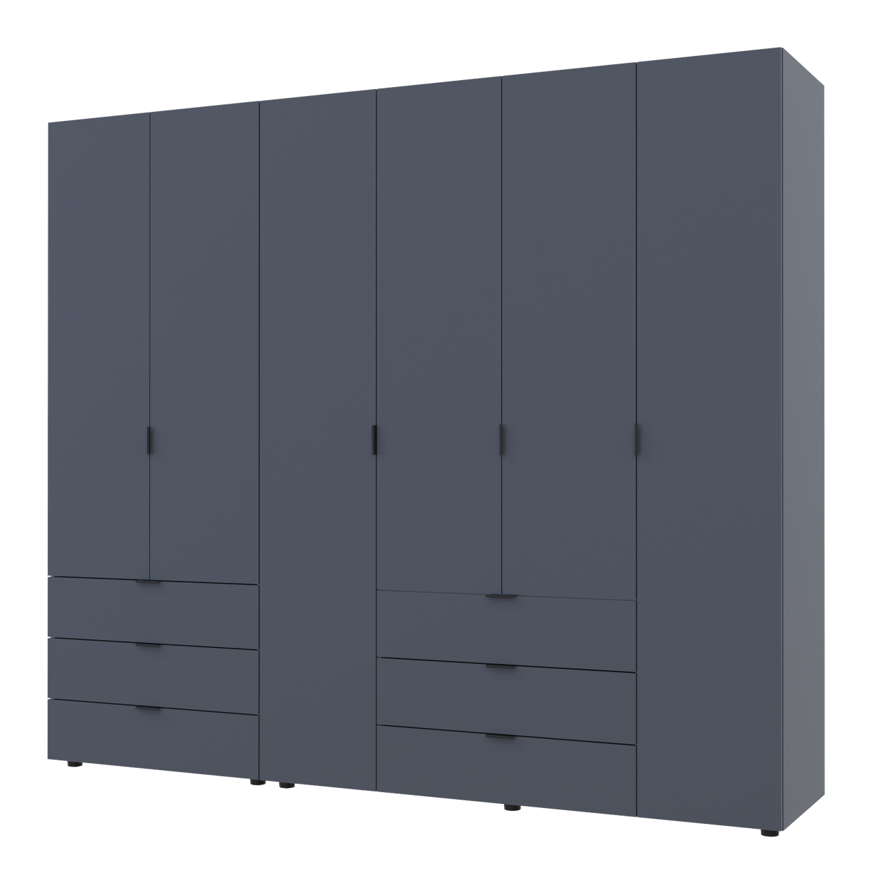 Розпашна Шафа для одягу Doros Гелар комплект Графіт 2+4 ДСП 232,5х49,5х203,4 (42002133)