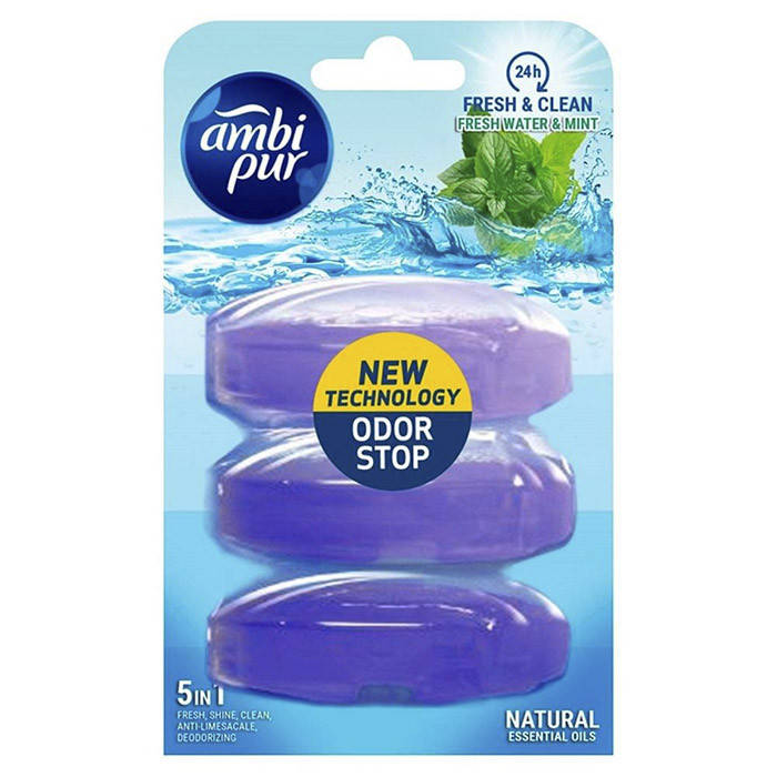 

Туалетный блок для унитаза Ambi Pur Fresh Water & Mint запаска 55 мл 3 шт
