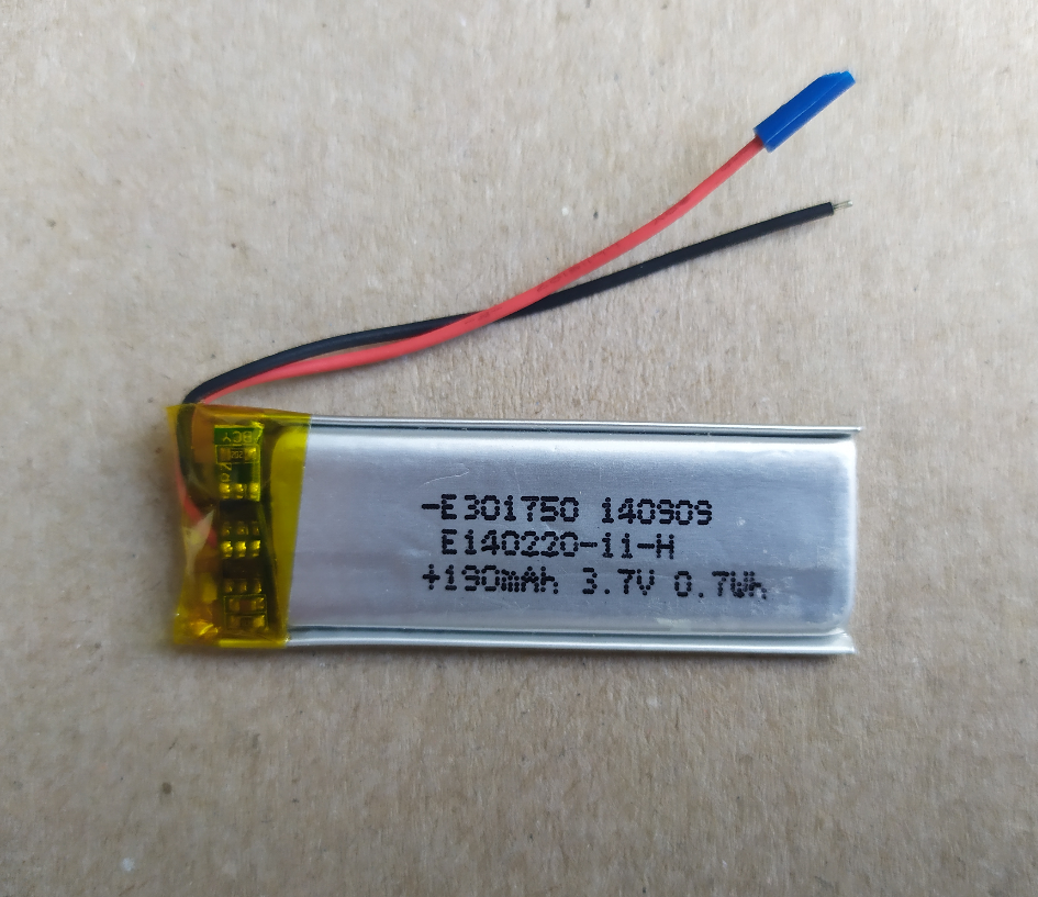 

Аккумулятор литий полимерный плоский Li-Po 301750 3,7 v 140 мah