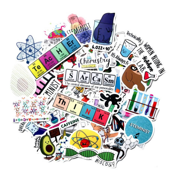 

Набор виниловых наклеек стикеров Стикерпак Химическая лаборатория стикербомбинг на авто ноутбук стену 50 шт, Разные цвета