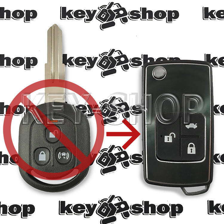 

Корпус выкидного ключа для Chevrolet (Шевролет) Lacetti, Aveo 3 - кнопки DWO4R, (под переделку)