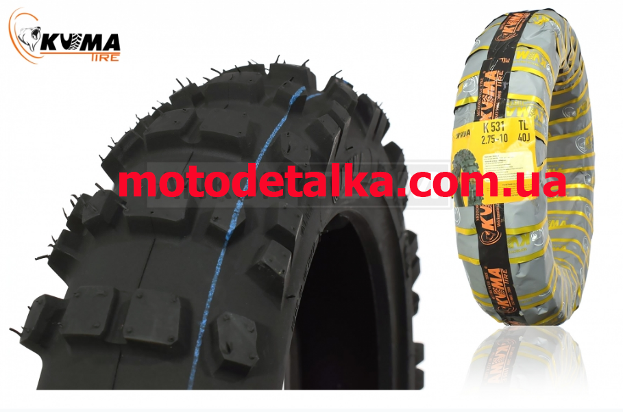 

Резина 2.75‑10 #K‑531 бескамерка , 40J кросс "KUMA" ВЬЕТНАМ